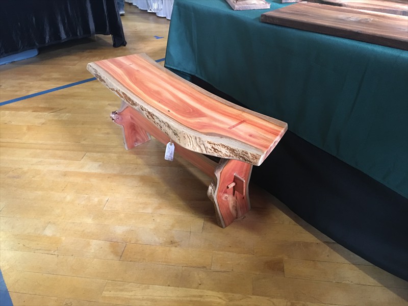 The bench made from red eucalyptus was $450.00 is sold